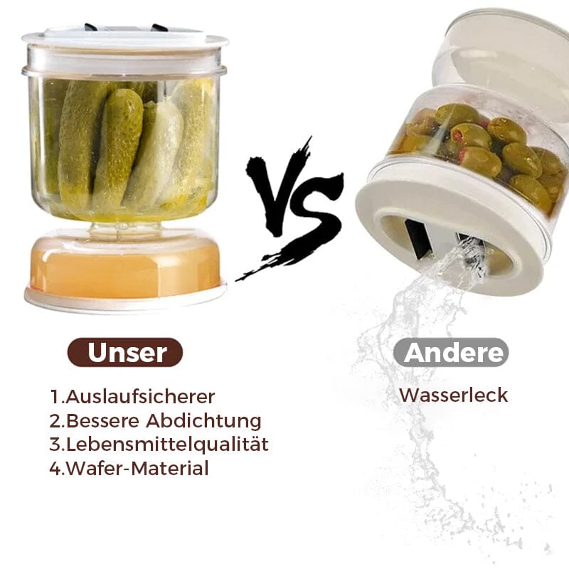 PicklePal - Essiggurken- und Olivenglasbehälter mit Sieb