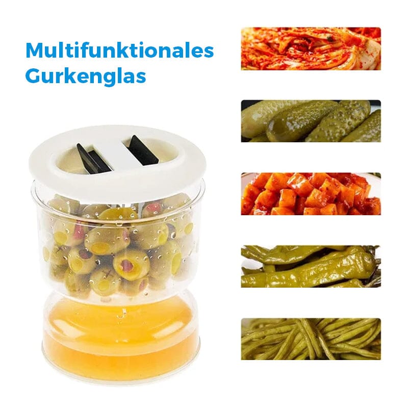 PicklePal - Essiggurken- und Olivenglasbehälter mit Sieb