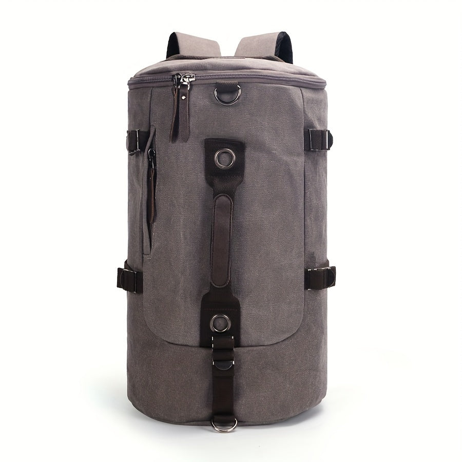 Trekavor Herrenrucksack Canvas | Mit Lederdetails | Viel Stauraum & Reißverschlussfächer | Verstellbare Schulterriemen