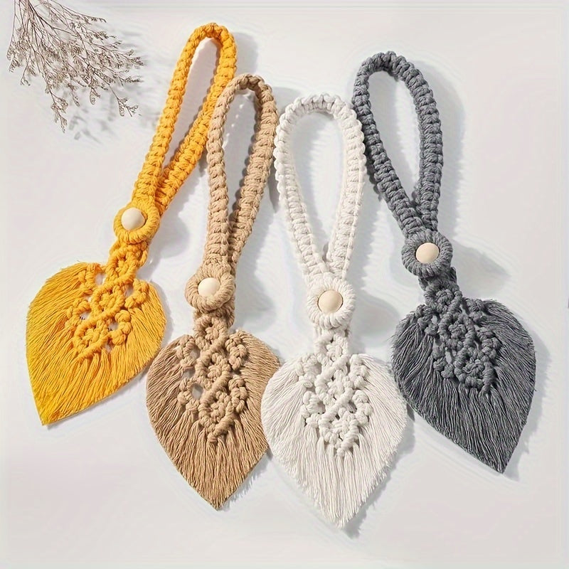 Boho-Gardinenhalter KNOTANA | 2er-Set | Handgeknüpft aus 100 % Baumwolle | 45 cm | Makramé-Stil