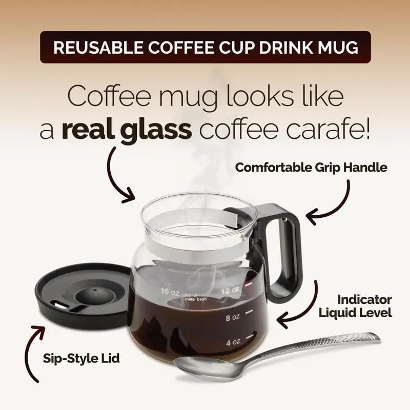 BrewMate – Stilvoller Glasbecher mit Kaffeekannen-Design