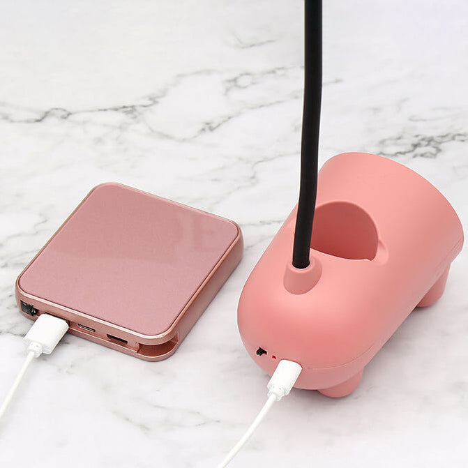 LED Schreibtischlampe Kaninchen | USB & Touch | Mit Stifthalter | Rosa, Grün, Blau