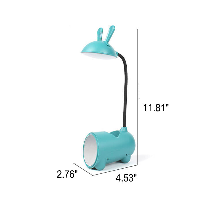 LED Schreibtischlampe Kaninchen | USB & Touch | Mit Stifthalter | Rosa, Grün, Blau