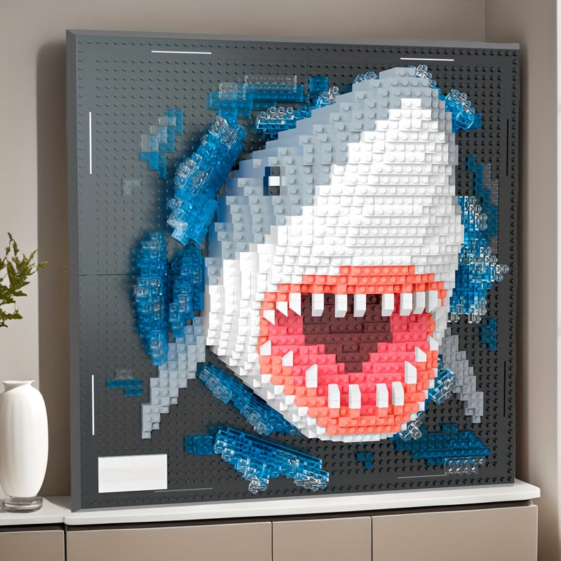 BrickVista 3D Wandkunst Set | Hai & Adler | 2000 Bausteine | ABS-Kunststoff | 24,5 × 24,5 cm