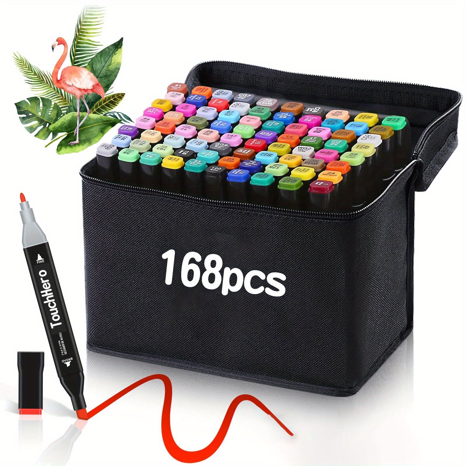 ColoristaPro Alkoholmarker Set 168 Farben | Doppelseitig mit Feiner & Breiter Spitze | Streifenfreies Zeichnen