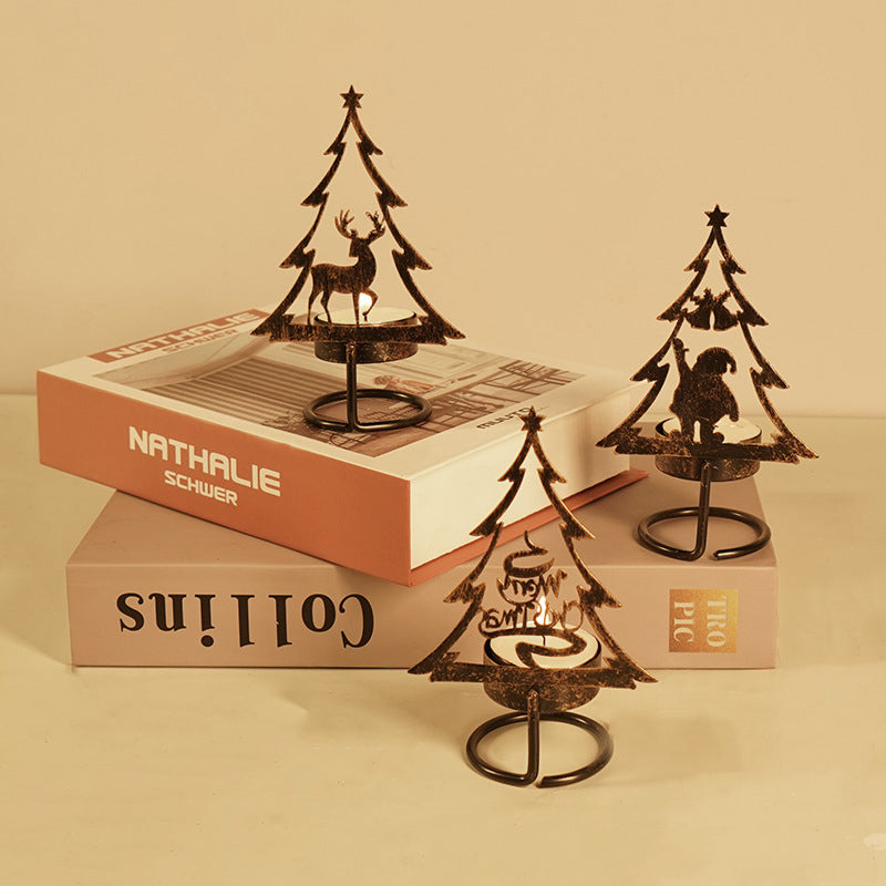 1+1 GRATIS | FestiveFlames - Kerzenhalter aus Eisen in Form eines Weihnachtsbaums