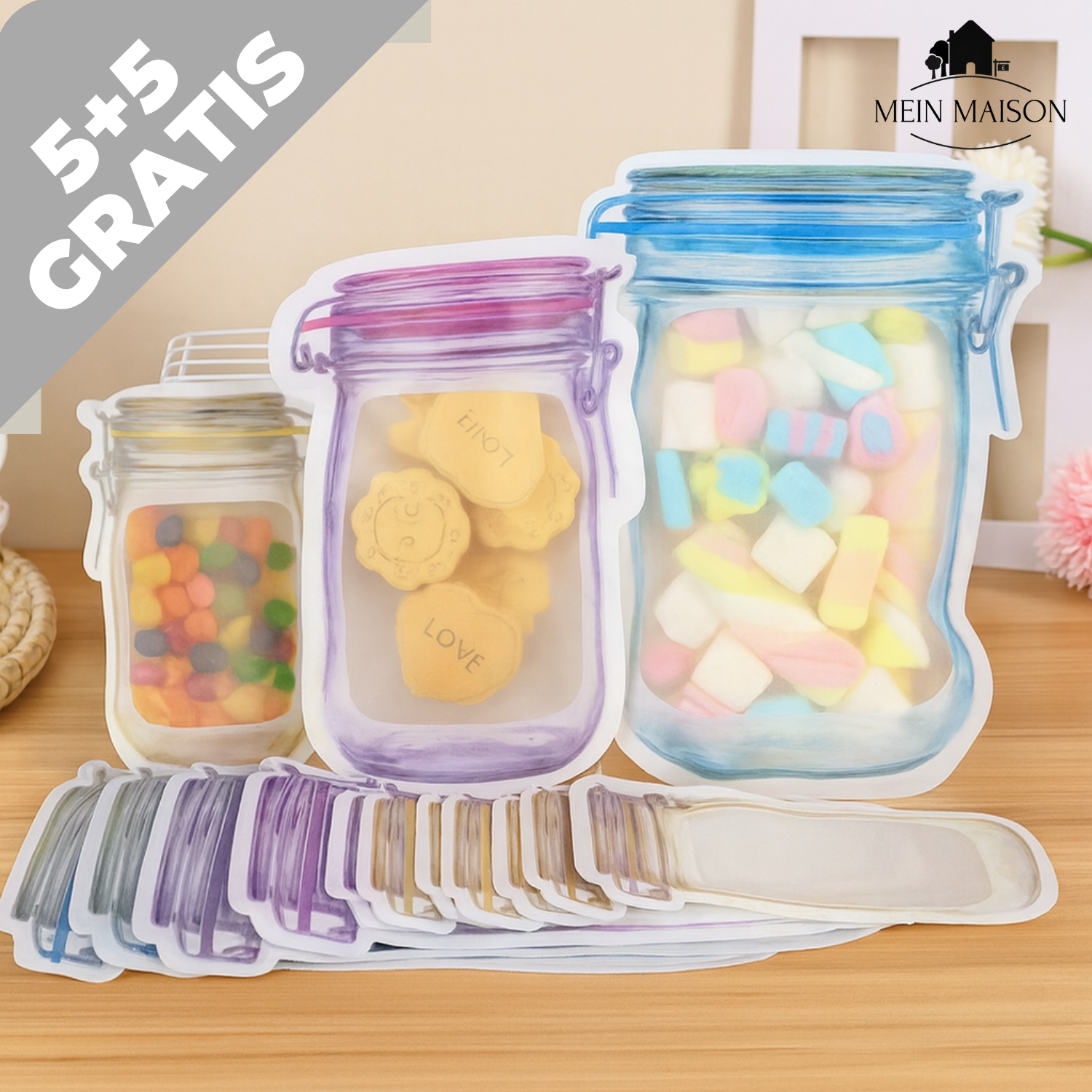 5+5 GRATIS | EcoJar – Wiederverwendbare Beutel im Einmachglas-Design!