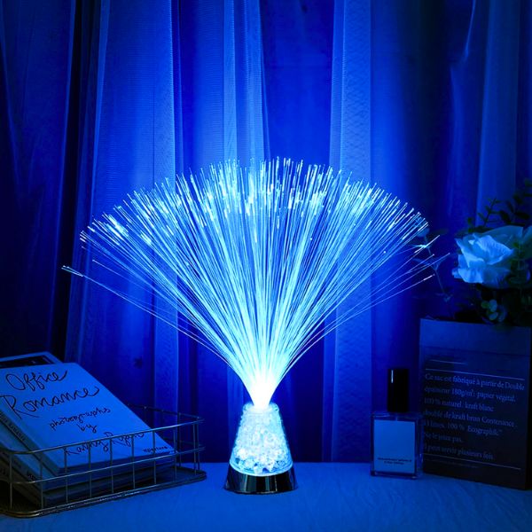 GlintWave - Glasfaserlampe mit Kristallsockel