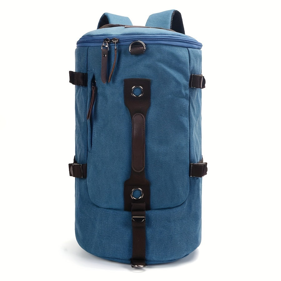 Trekavor Herrenrucksack Canvas | Mit Lederdetails | Viel Stauraum & Reißverschlussfächer | Verstellbare Schulterriemen