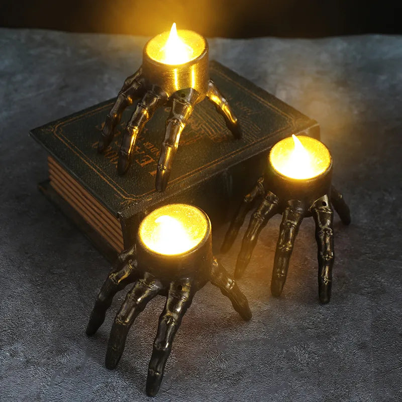 2+1 GRATIS | GhostFlare - Halloween Hand & Totenkopf Kerzenständer