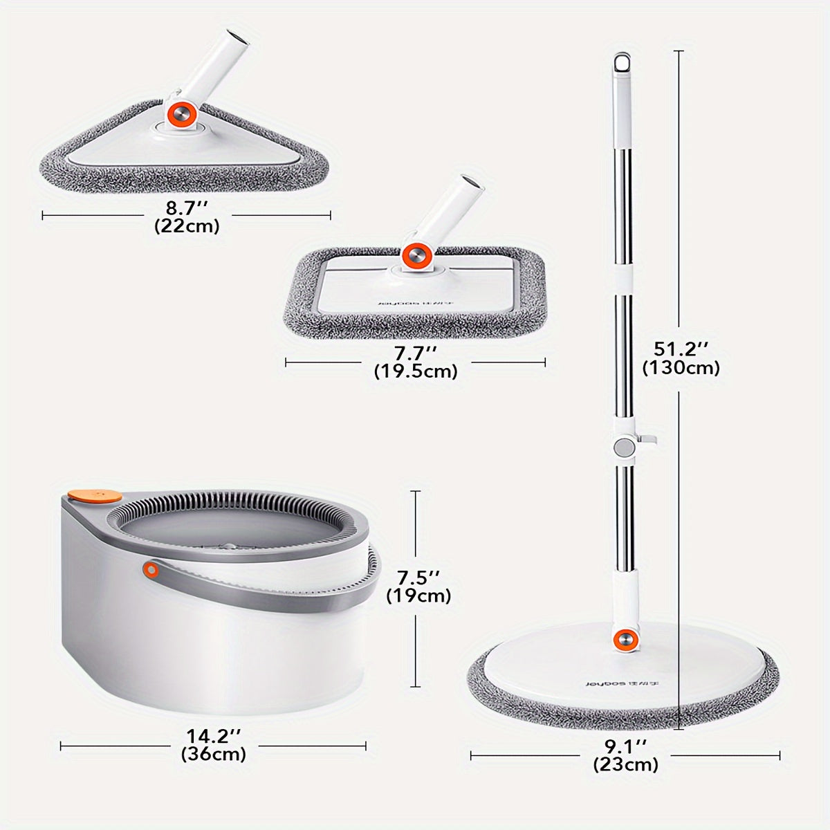 Glanzio Spin Mop Set 3-in-1 | Handsfree Auswringen | Verstellbarer Stiel 130 cm | Für Alle Bodenarten