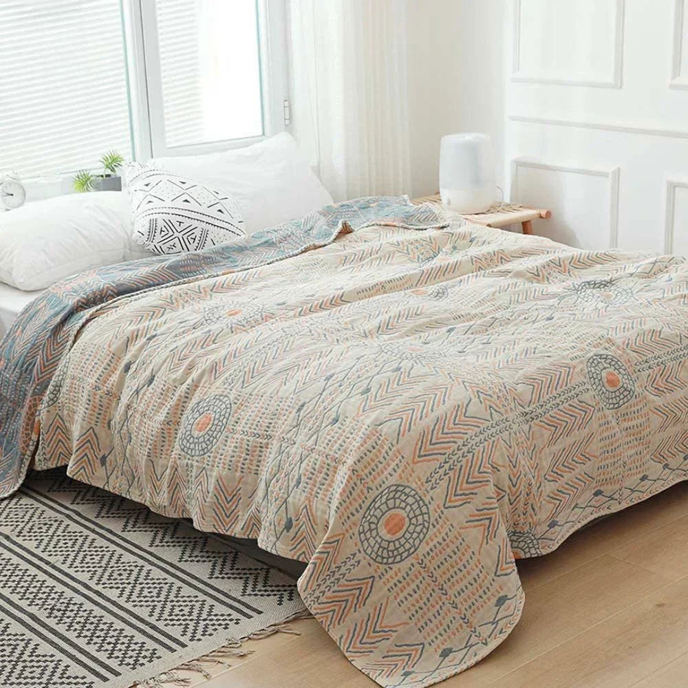 Mandoria Boho-Wendedecke | Mandala-Design | Beidseitig Nutzbar & Kuschelig Weich | 150×200 cm / 200×230 cm