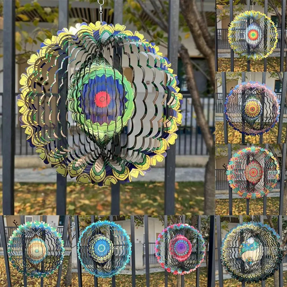 Lunavera 3D Windspiel Garten | Beruhigender Klang & Bewegung | Wetterfest & Bunt | Edelstahl-Dekoration 60 cm