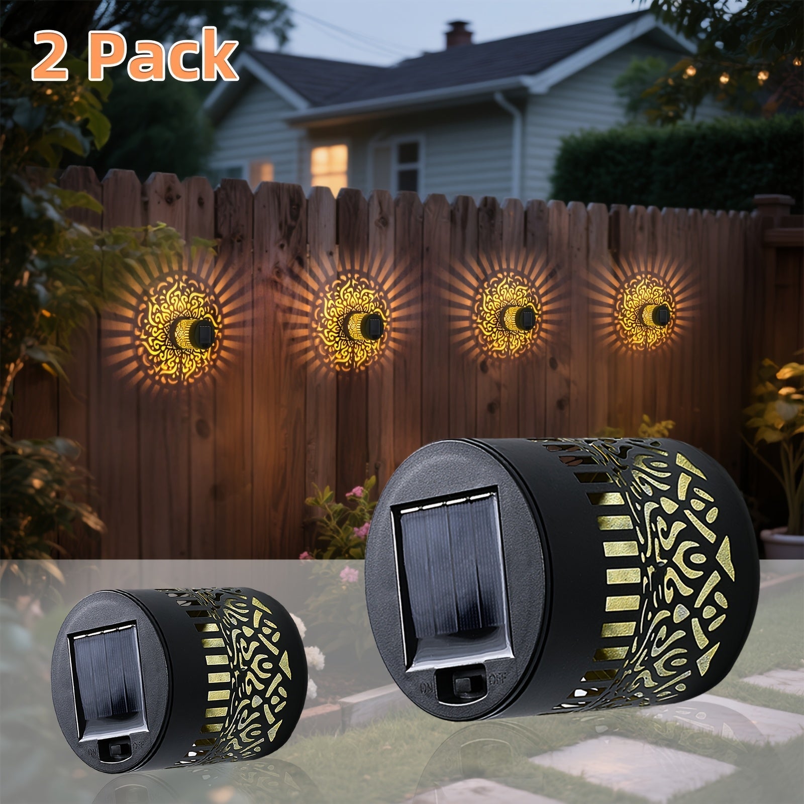 LumoraLicht Solar Wandleuchten Außen 2er-Set | IP65 Wasserdicht | Filigranes Lichtmuster | Ohne Kabel & Strom