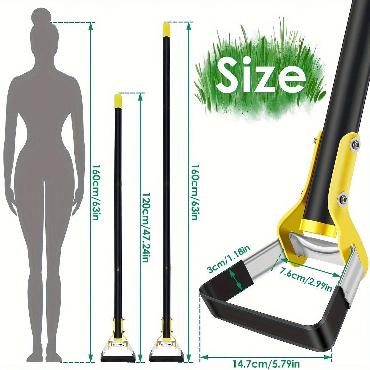 TerraTri Gartenhacke | Dreiecks-Kopf aus Edelstahl | Ergonomischer Griff | Schwarz-Gelb