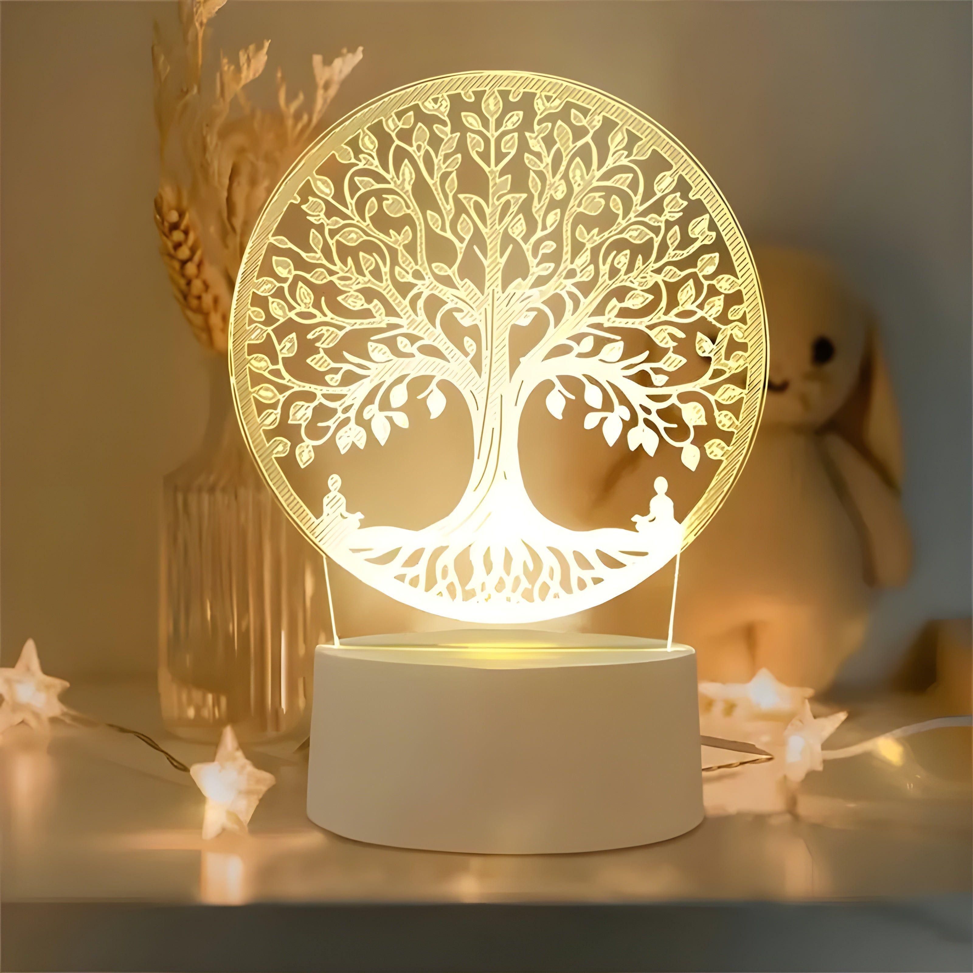 LichtAura 3D LED-Dekolampe | Farbwechsel & Warmlicht | USB & Batteriebetrieb | Acryl-Design | 3D-Effekt