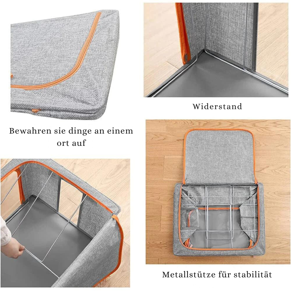 FoldiView - Zusammenklappbare Aufbewahrungsbox mit Metallrahmen und Fenstern
