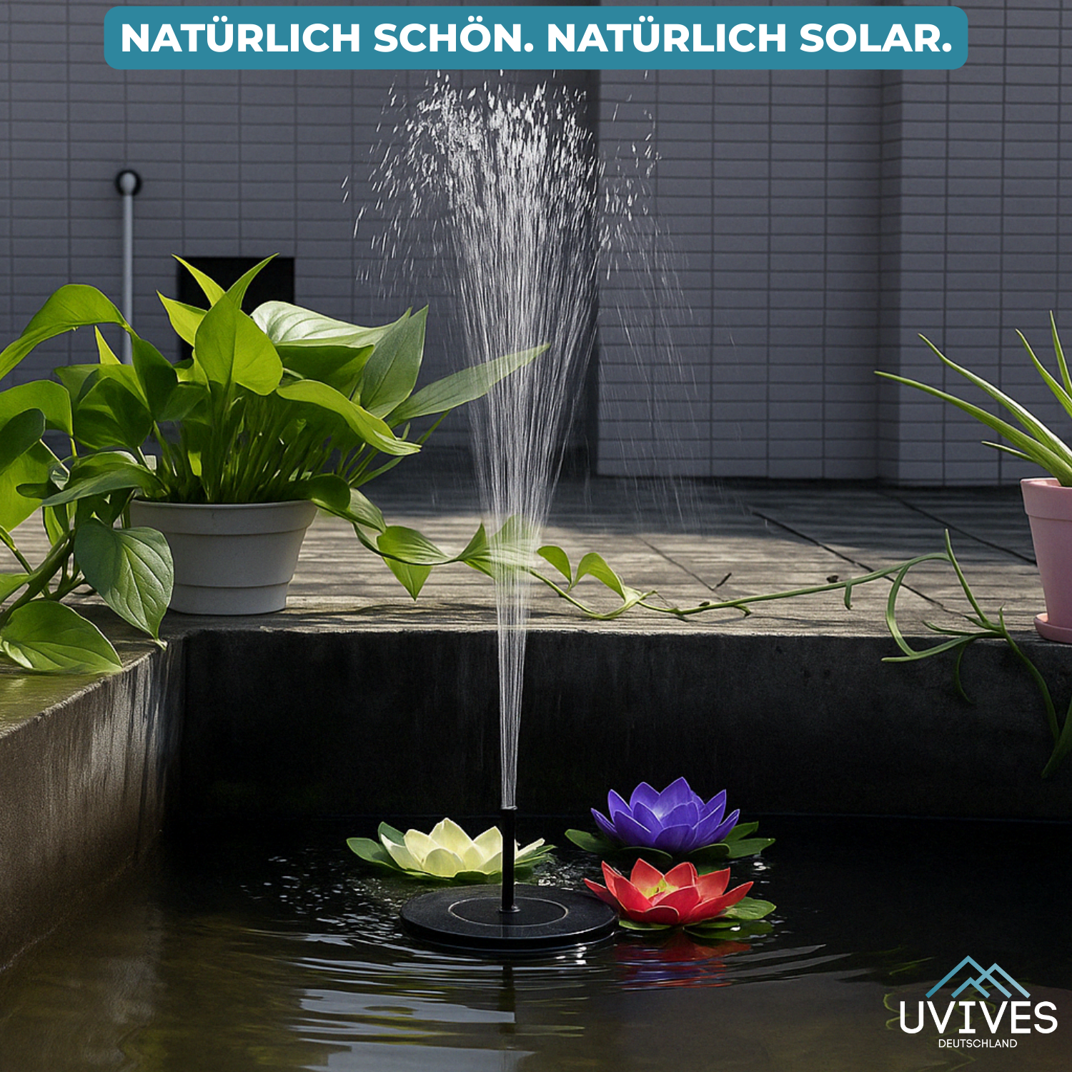 AquaBloom™ – Solarbrunnen für Ruhe & Eleganz im Garten