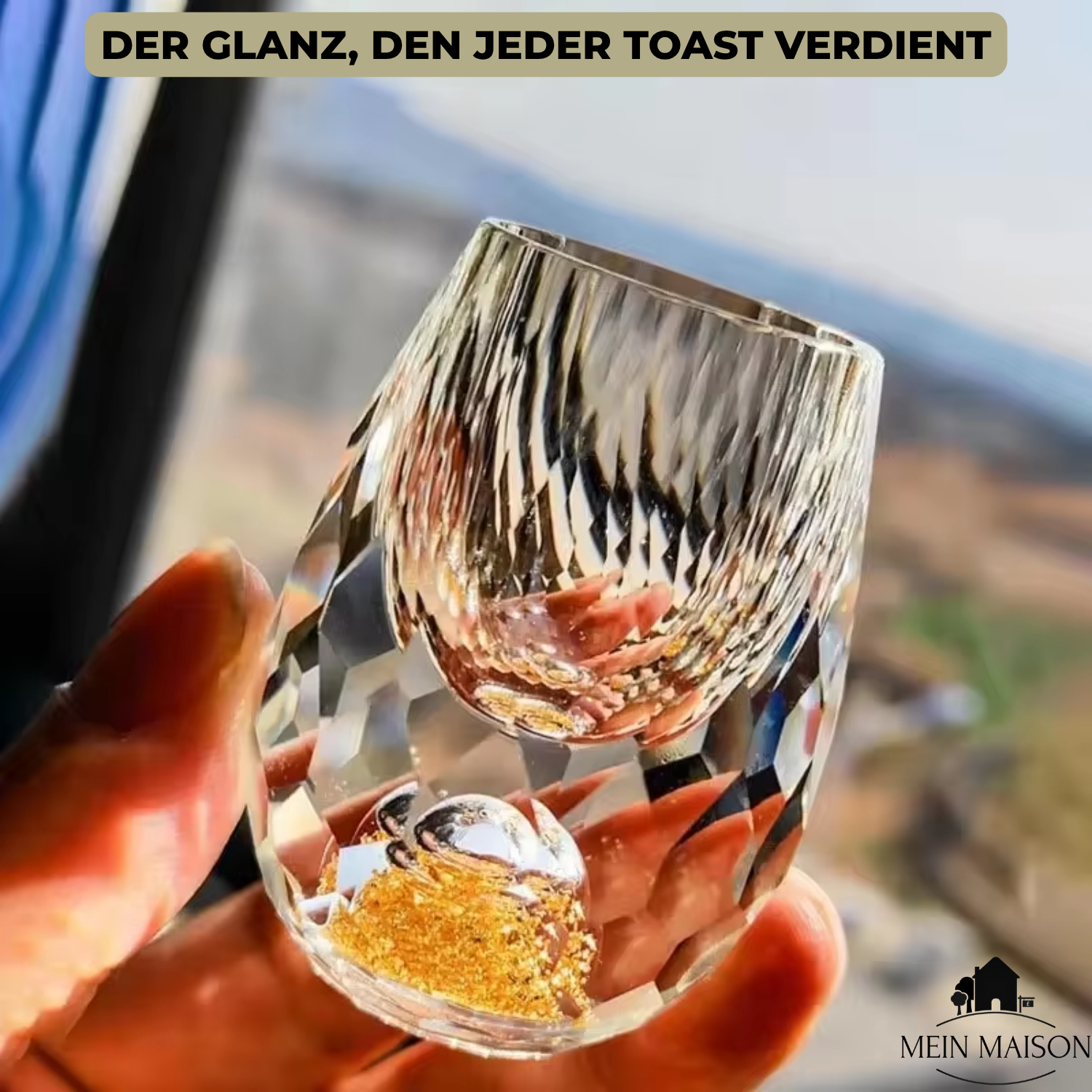 Kristall-Schnapsglas GemChisel | Luxuriöses Design mit Pailletten | Stabil & Handgeschliffen | 10 ml