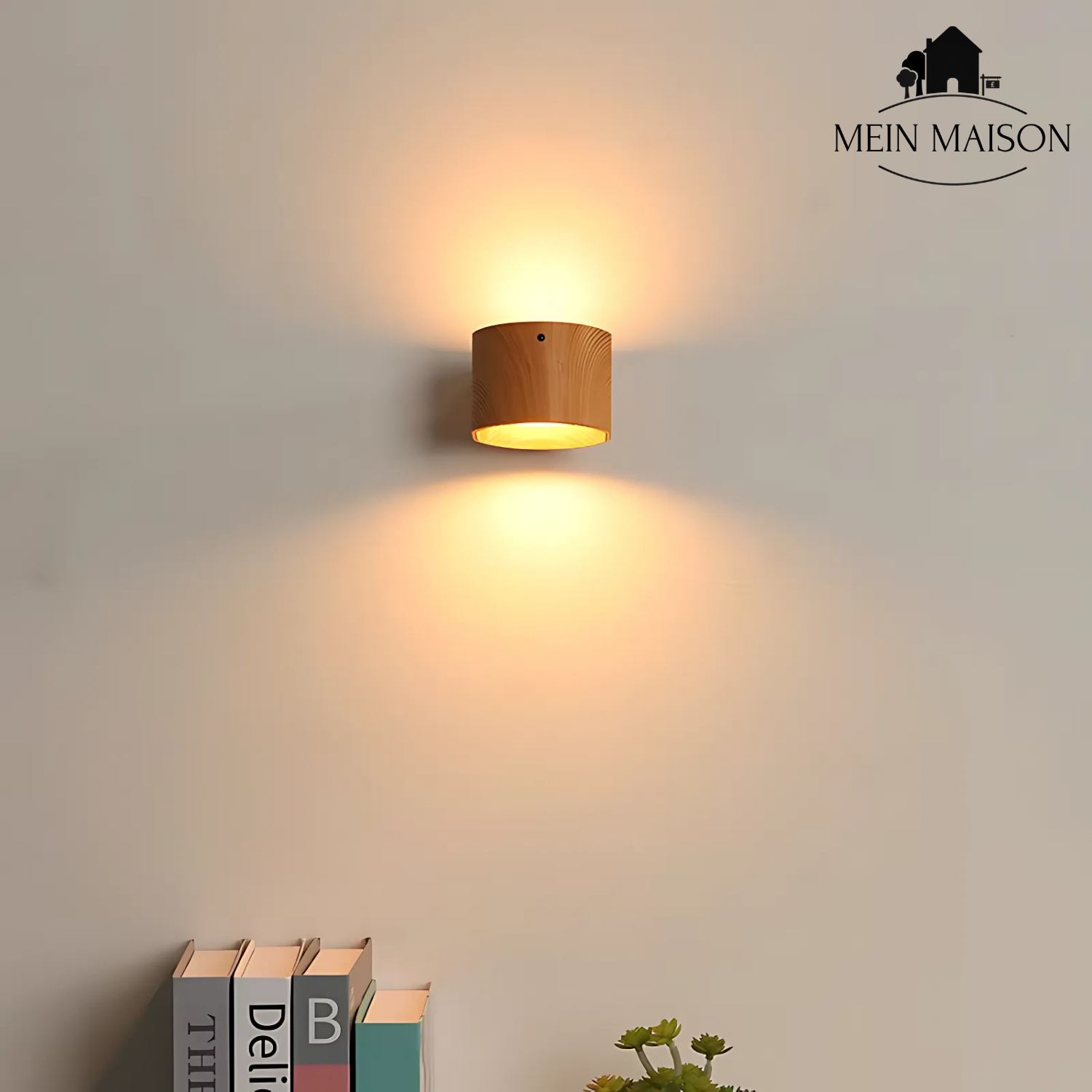 Wandleuchte LumiScandi | Kabellos & Wiederaufladbar | Skandinavisches Design | Holz Eiche