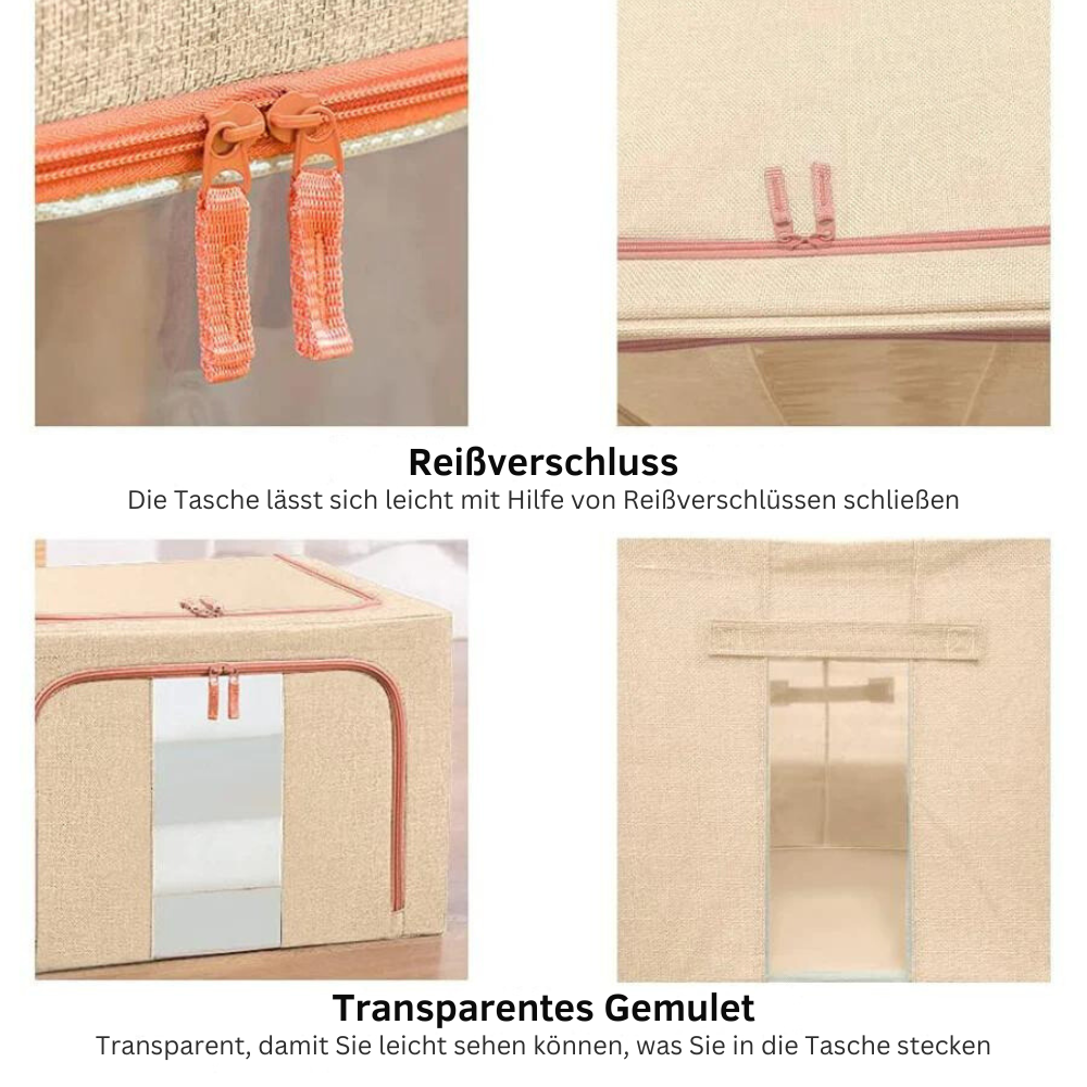 FoldiView - Zusammenklappbare Aufbewahrungsbox mit Metallrahmen und Fenstern