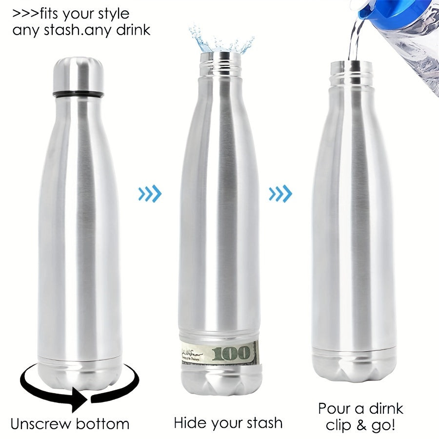 Isolierflasche VaultBottle Smart | Mit Geheimfach | 12h heiß & 24h kalt | Edelstahl | 450 ml | 27×7 cm