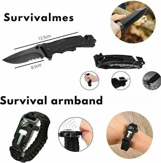 TrekFort Notfall Survival Kit | 15-in-1 Ausrüstung | Mit Dynamo, Solar & USB-Licht | Wasserdichtes Case