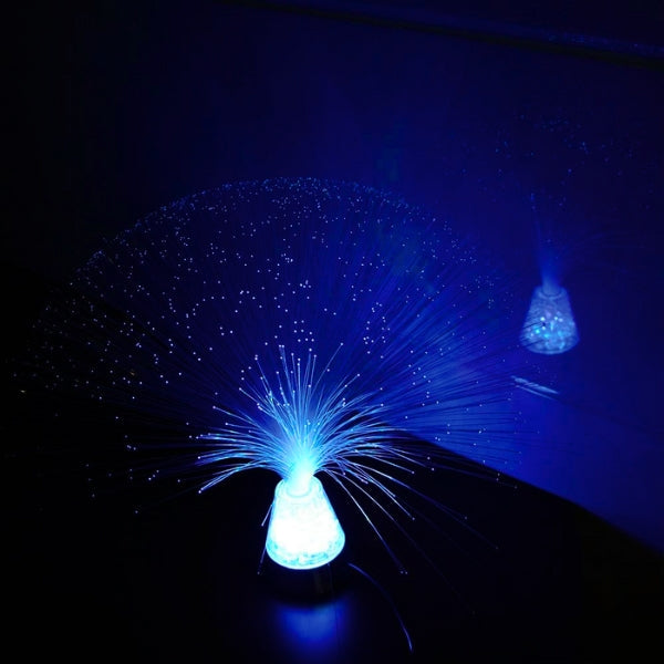 GlintWave - Glasfaserlampe mit Kristallsockel