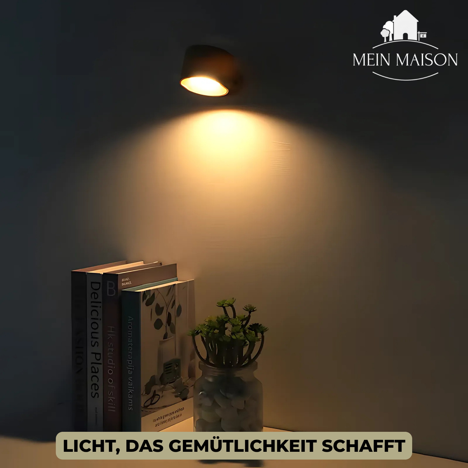 Wandleuchte LumiScandi | Kabellos & Wiederaufladbar | Skandinavisches Design | Holz Eiche
