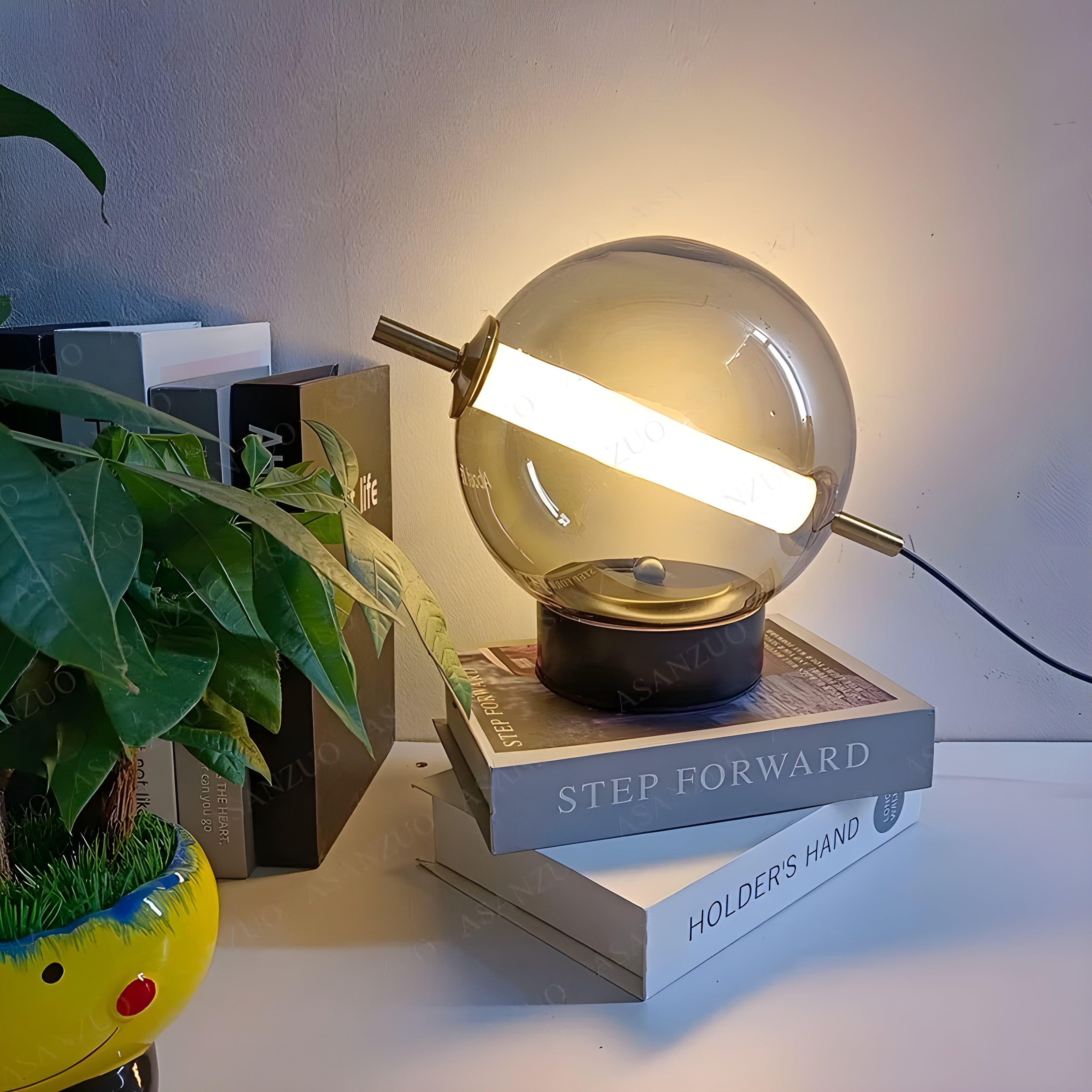 Luméroa Glaskugel Tischlampe | Retro Design | Warmes LED-Licht | Glas & Eisen | Ø 20 cm