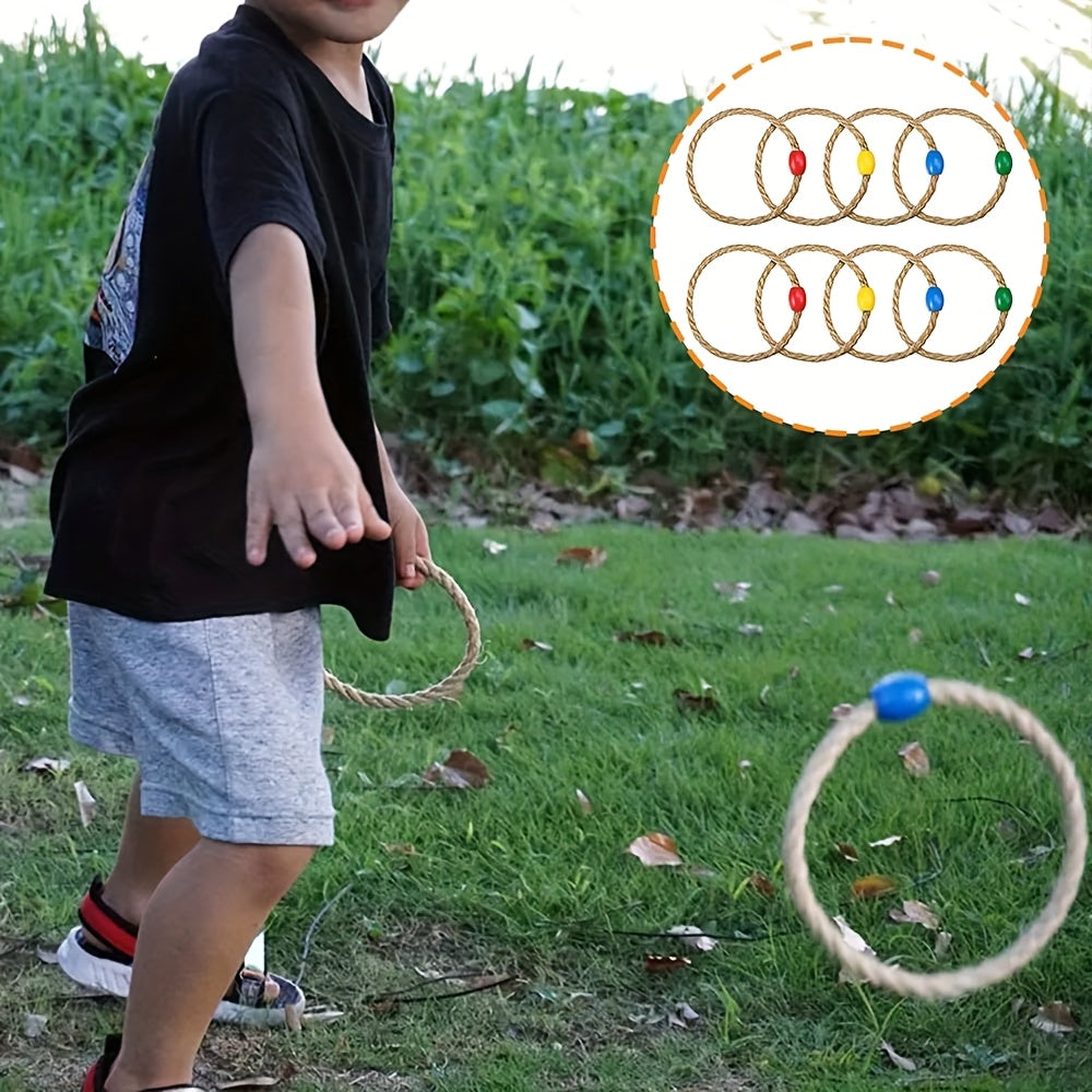 Wurfspiel-Set PlaySport Toss12 | 12-teilig | Aus Holz & Hanfseil | Mit Sportmotiven | Für Outdoor & Familie