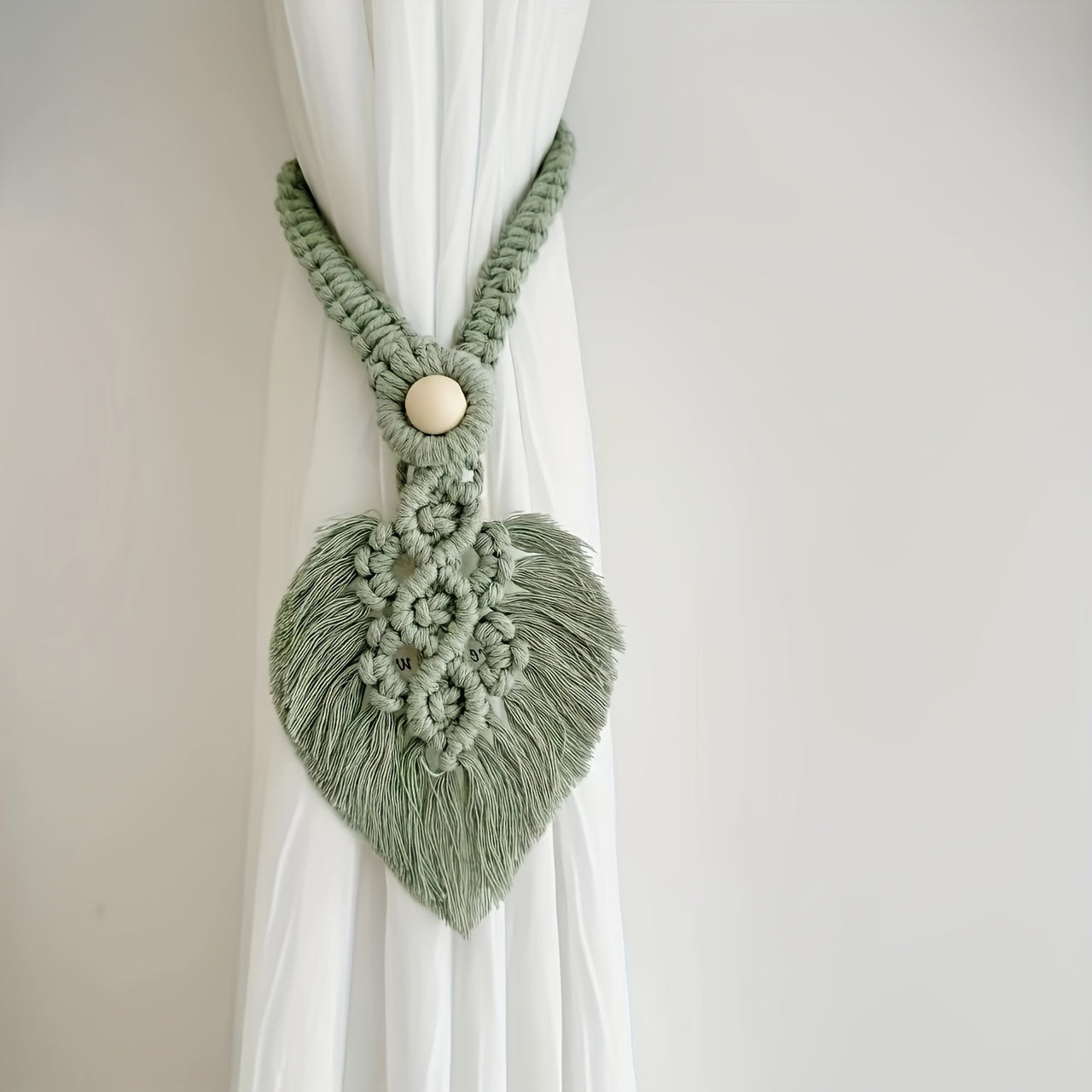 Boho-Gardinenhalter KNOTANA | 2er-Set | Handgeknüpft aus 100 % Baumwolle | 45 cm | Makramé-Stil