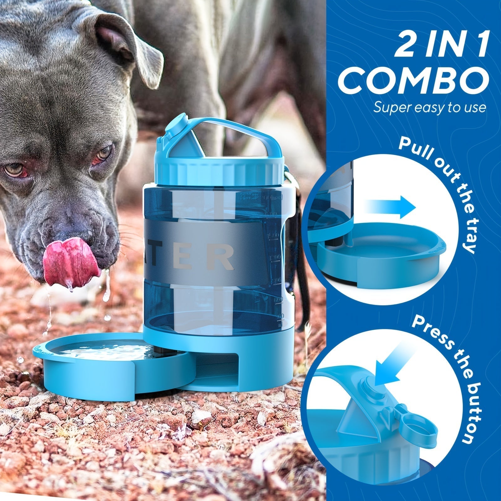 Hunde-Wasserflasche PawQuench Max | 2,18 L Kapazität | Mit Faltbarer Trinkschale | BPA-frei & Tragbar