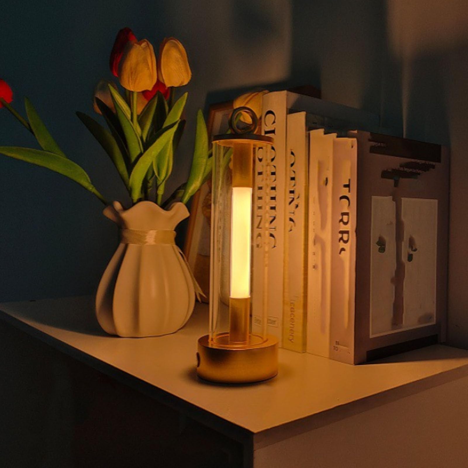 LumoLeaf Kabellose LED-Tischlampe | Touch-Dimmbar | 2000 mAh Akku | Modern & Tragbar | 27 cm