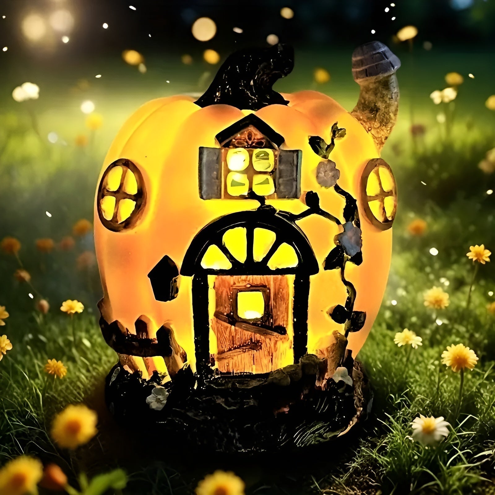 Solar-Kürbishaus Lumipumpa | LED-Gartenleuchte | Wetterfest & Energiesparend | Perfekt für Halloween & Herbstdeko