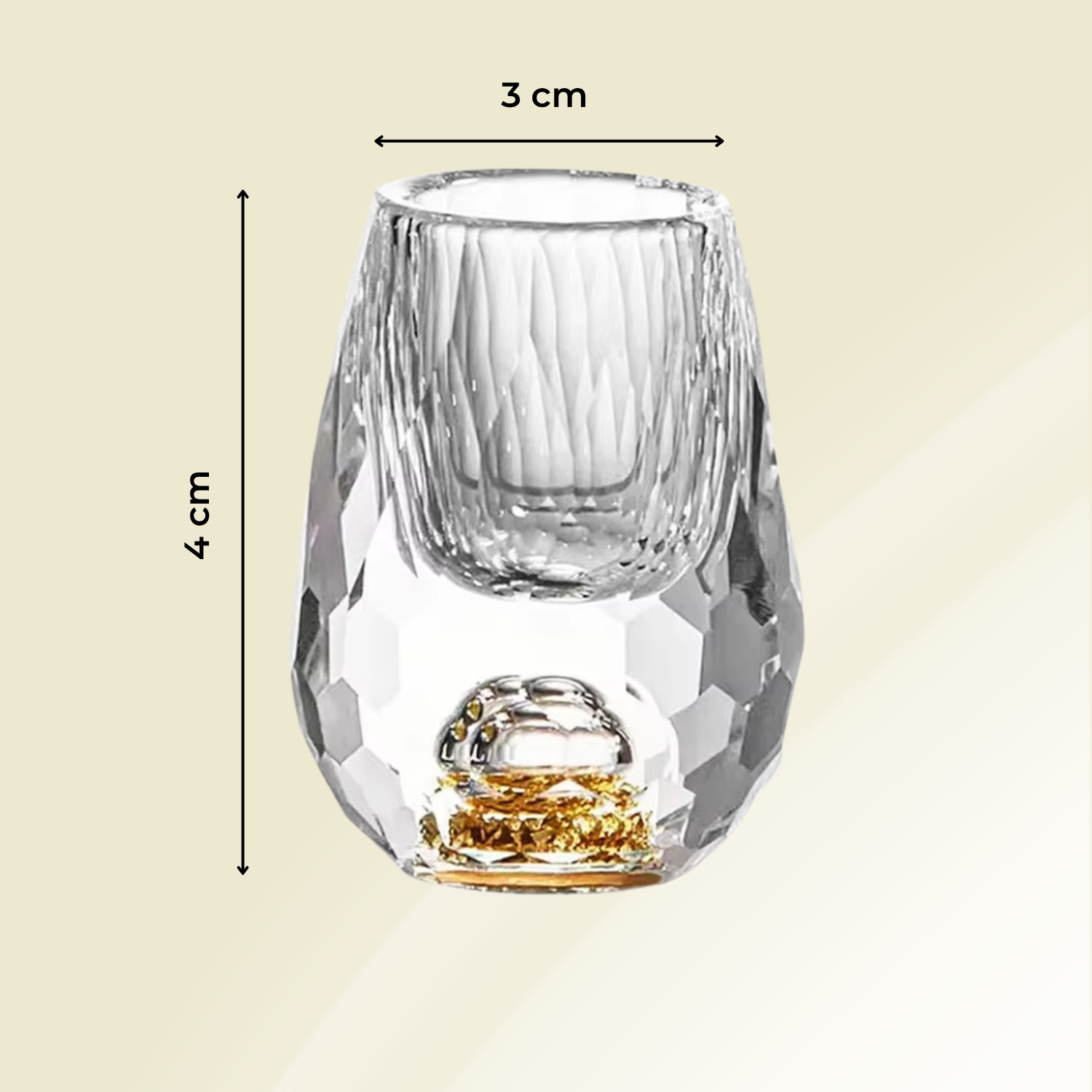 Kristall-Schnapsglas GemChisel | Luxuriöses Design mit Pailletten | Stabil & Handgeschliffen | 10 ml