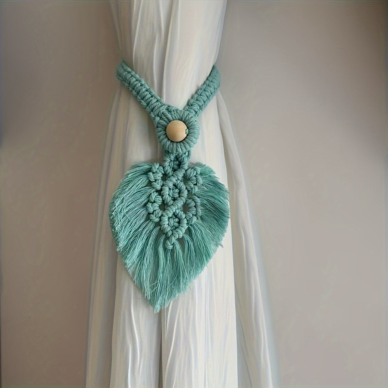 Boho-Gardinenhalter KNOTANA | 2er-Set | Handgeknüpft aus 100 % Baumwolle | 45 cm | Makramé-Stil