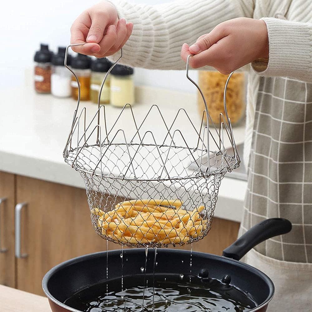 1+1 GRATIS | FlexiChef Duo – Dualfunktionaler Küchenkorb zum Kochen, Braten & Abtropfen