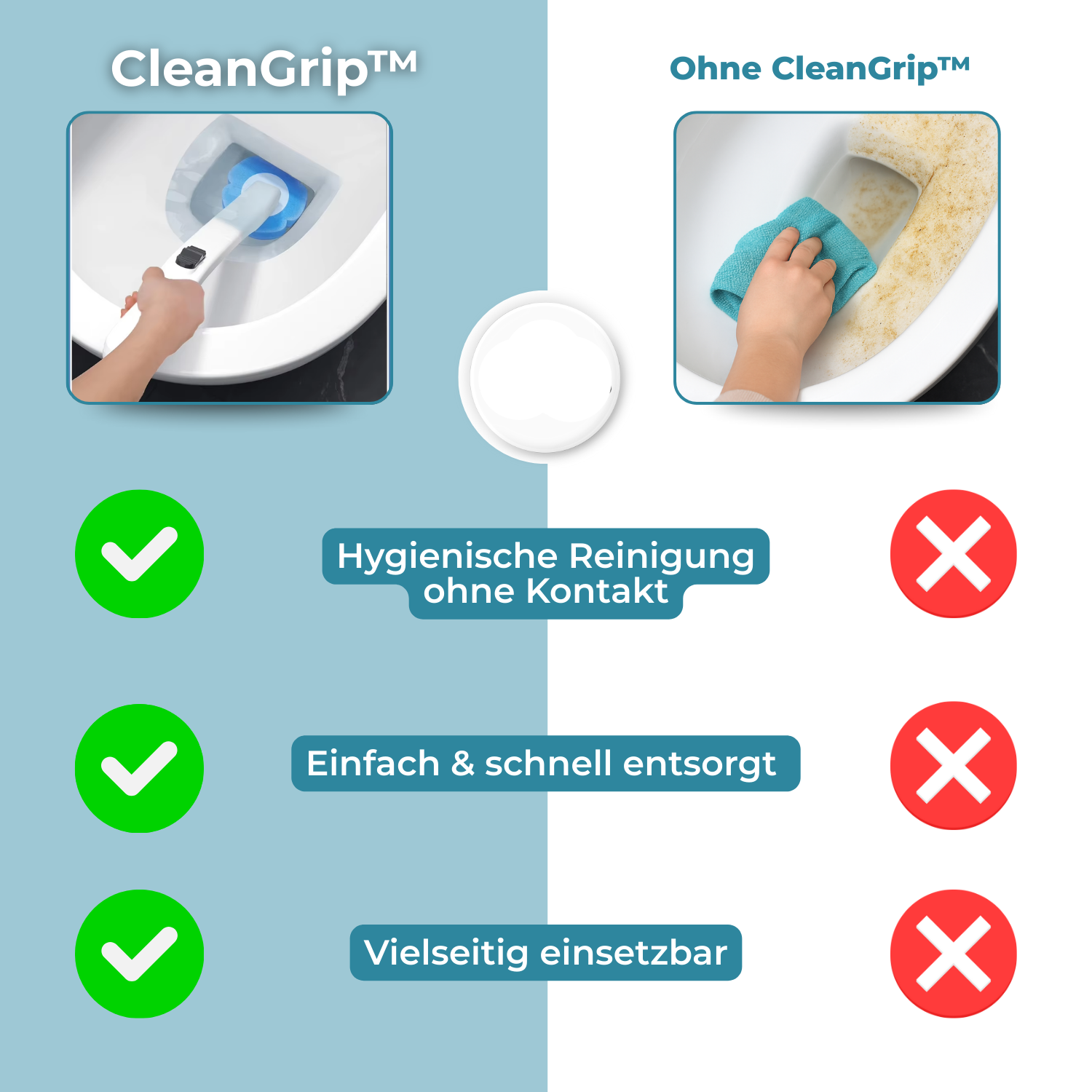 CleanGrip – Hygienisch saubere Toilette ohne Schrubben