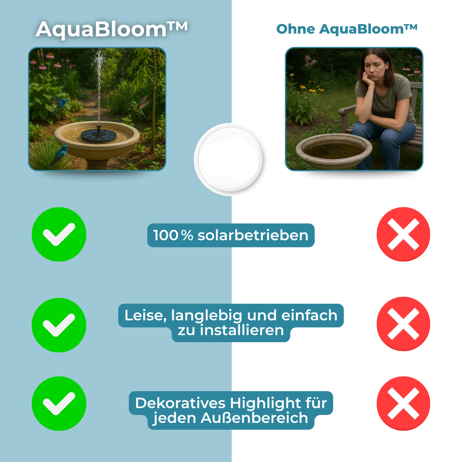 AquaBloom™ – Solarbrunnen für Ruhe & Eleganz im Garten