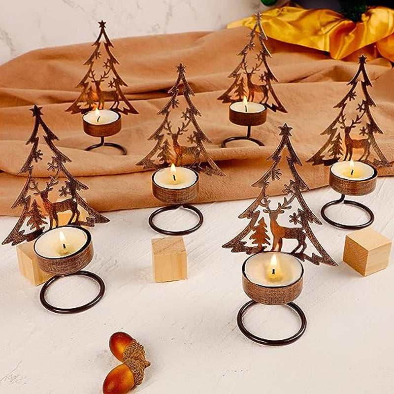 1+1 GRATIS | FestiveFlames - Kerzenhalter aus Eisen in Form eines Weihnachtsbaums