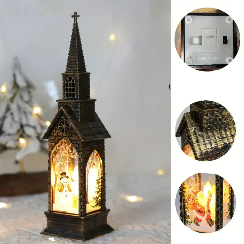 VitrinaGlow LED Deko-Lichter 4er-Set | Gotische Kirchenform & Buntglas-Effekt | Batteriebetrieben | Für Innen & Außen