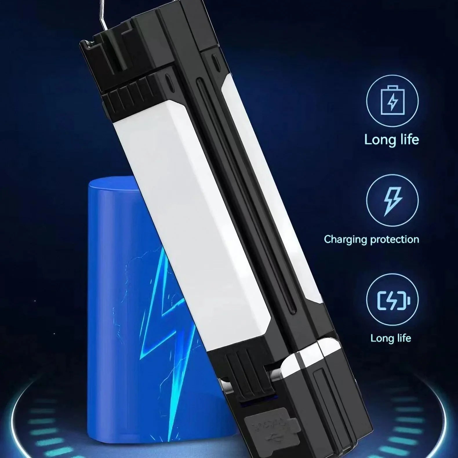 LumoTrail Campinglampe Outdoor | 3000 mAh Akku & Faltbares Design | Magnet & Haken | Wasserdicht 6 x 20 cm