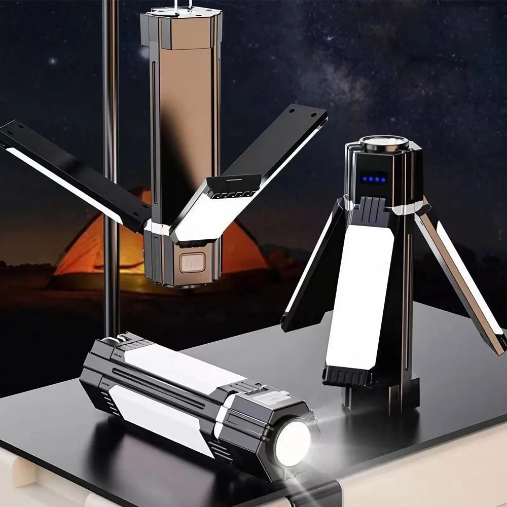 LumoTrail Campinglampe Outdoor | 3000 mAh Akku & Faltbares Design | Magnet & Haken | Wasserdicht 6 x 20 cm