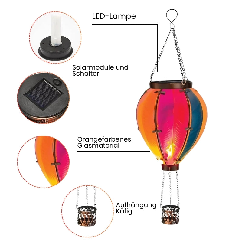 LumiBalloon - Solarlaterne Heißluftballon mit Flammeneffekt