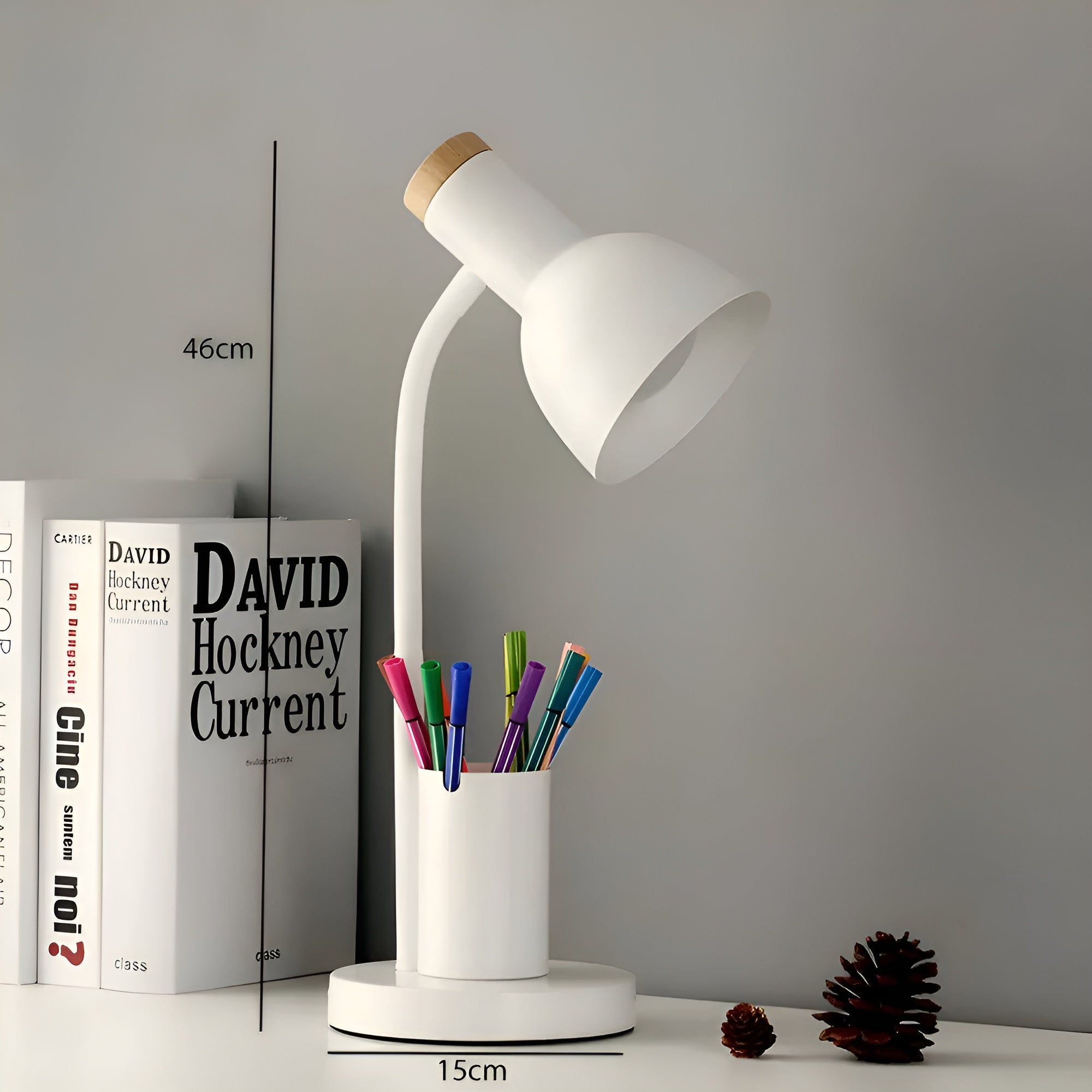 Lumis Desk | LED-Tischlampe mit Stifthalter | 3 Lichtfarben | Eisen & Marmor-Optik