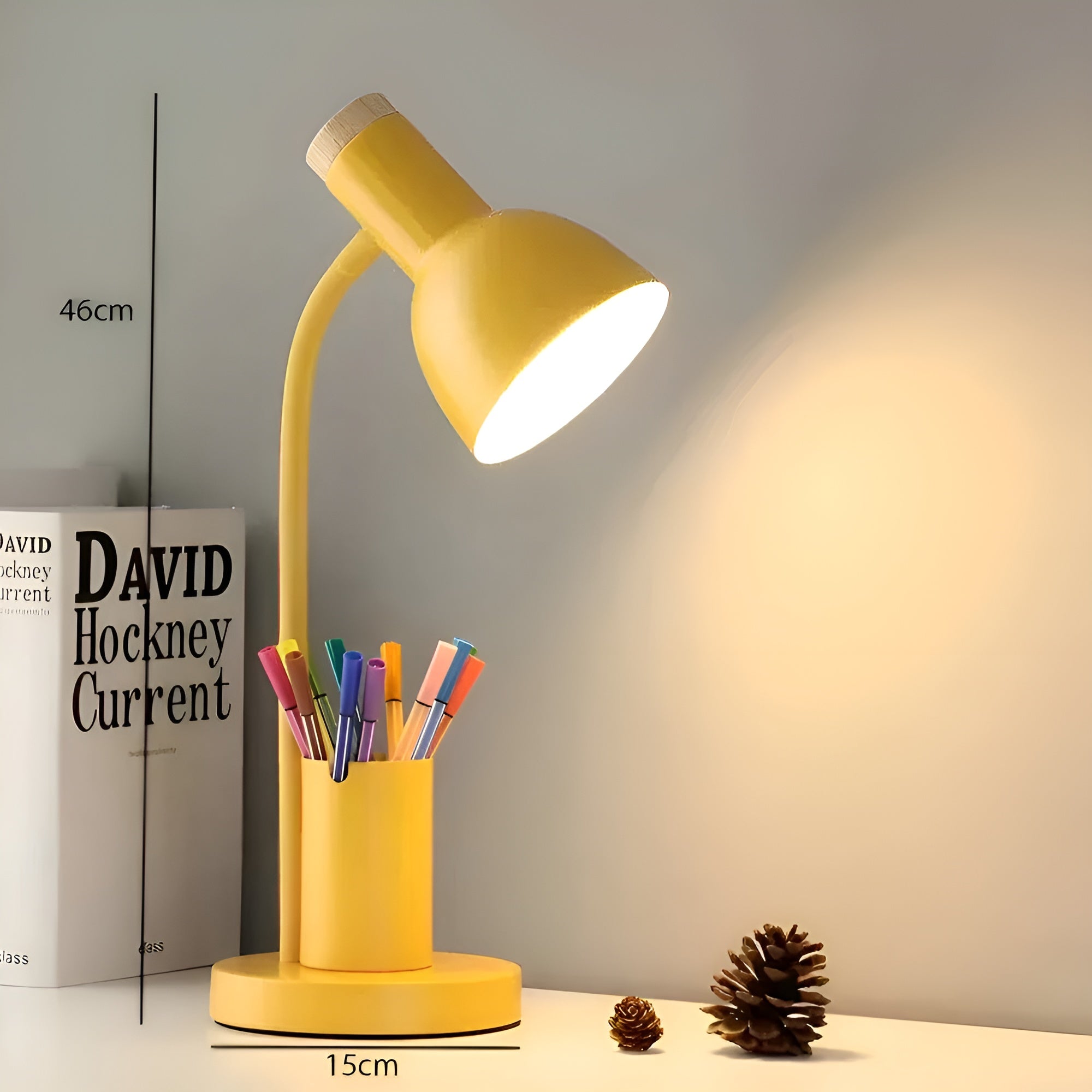 Lumis Desk | LED-Tischlampe mit Stifthalter | 3 Lichtfarben | Eisen & Marmor-Optik