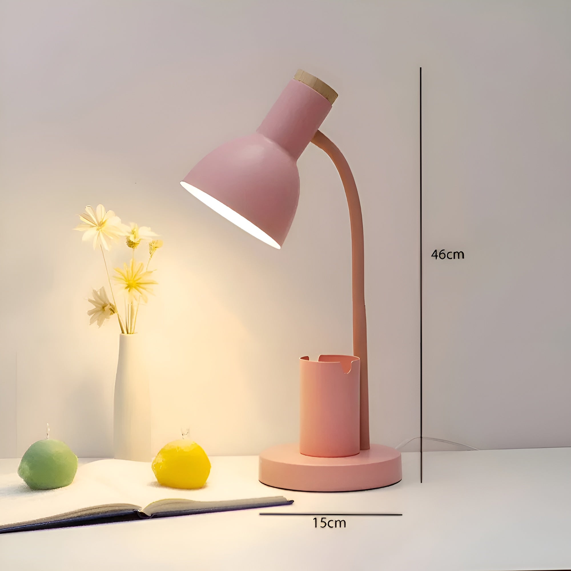 Lumis Desk | LED-Tischlampe mit Stifthalter | 3 Lichtfarben | Eisen & Marmor-Optik