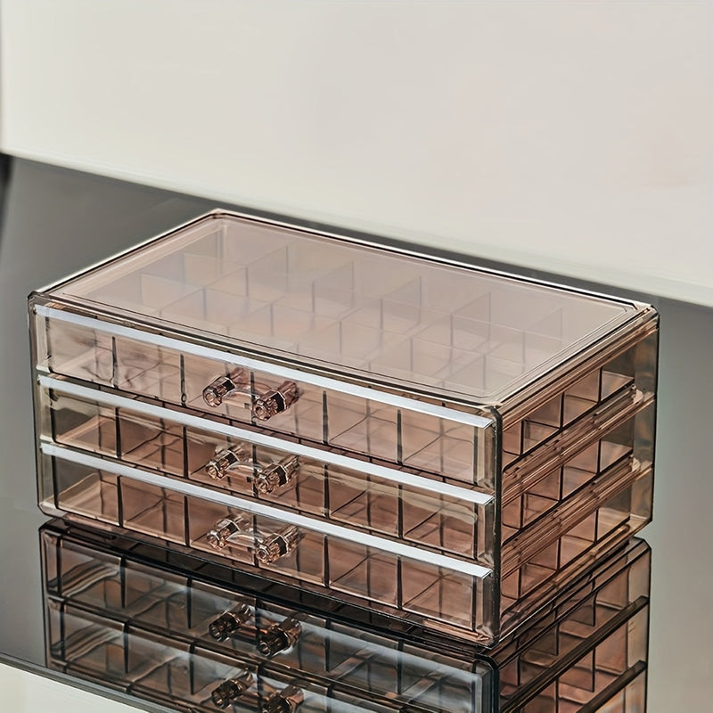 Schmuckbox CLARYSÉ 3-lagig | 72 Fächer | Transparenter Deckel | Organizer für Ringe, Ohrringe & Ketten | 30 x 20 x 8 cm