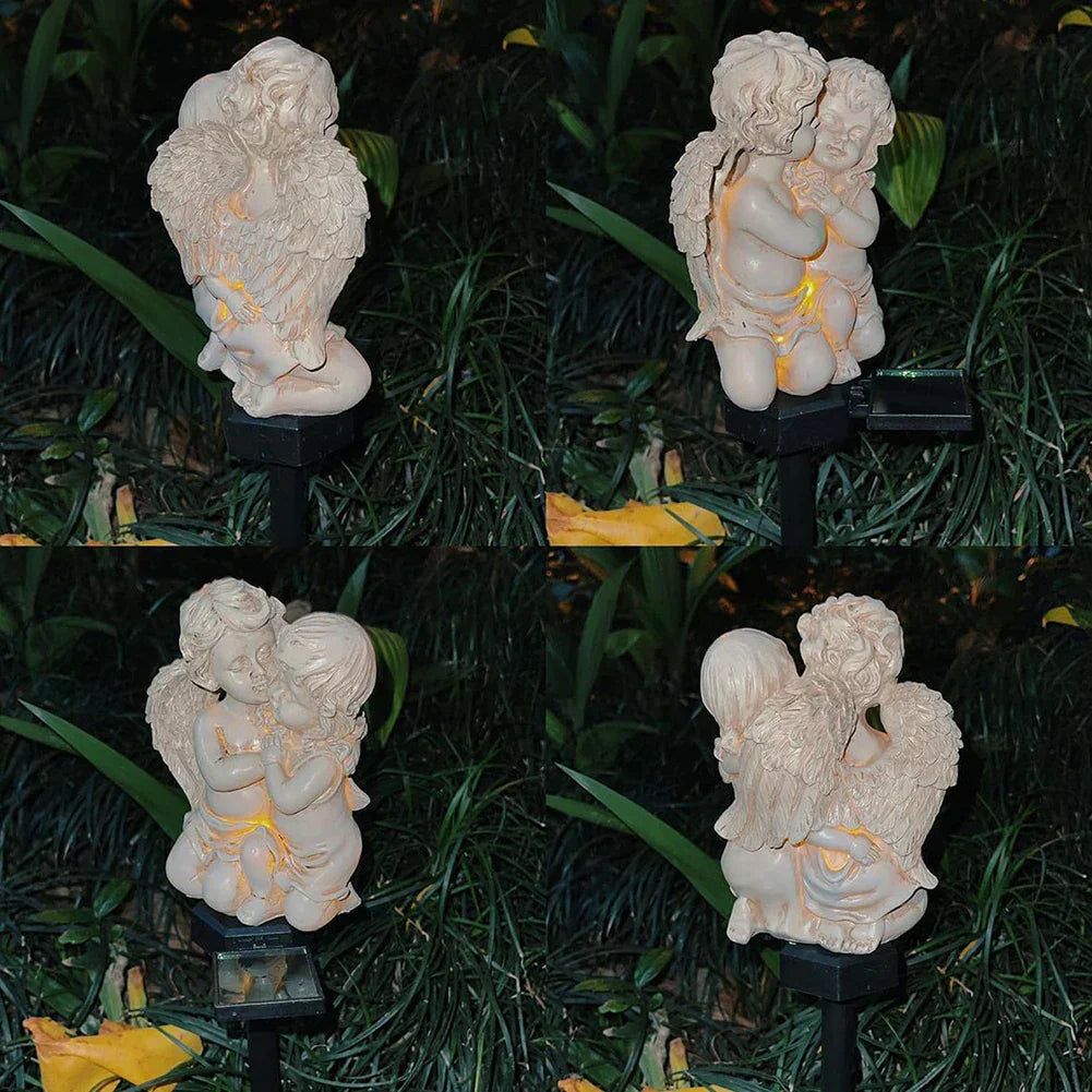 Solar Engel-Lampe SERAFINA | Warmweißes LED-Licht | Wetterfestes Kunstharz | 45x15x7,5 cm